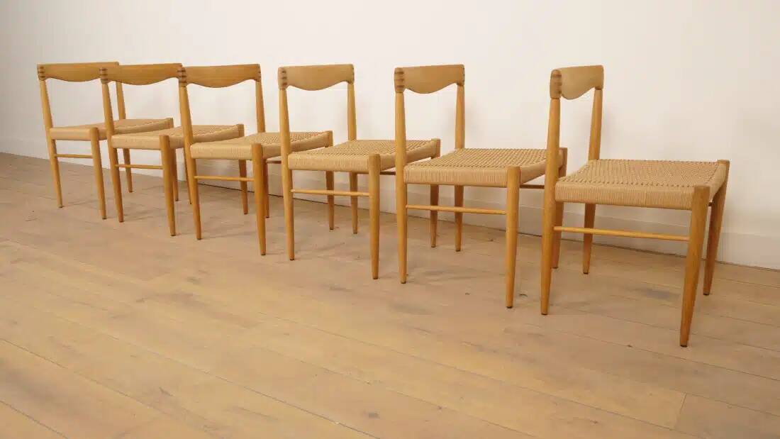 6 x dining chair | Bramin | H.W. Klein | Soaped oak | Restored