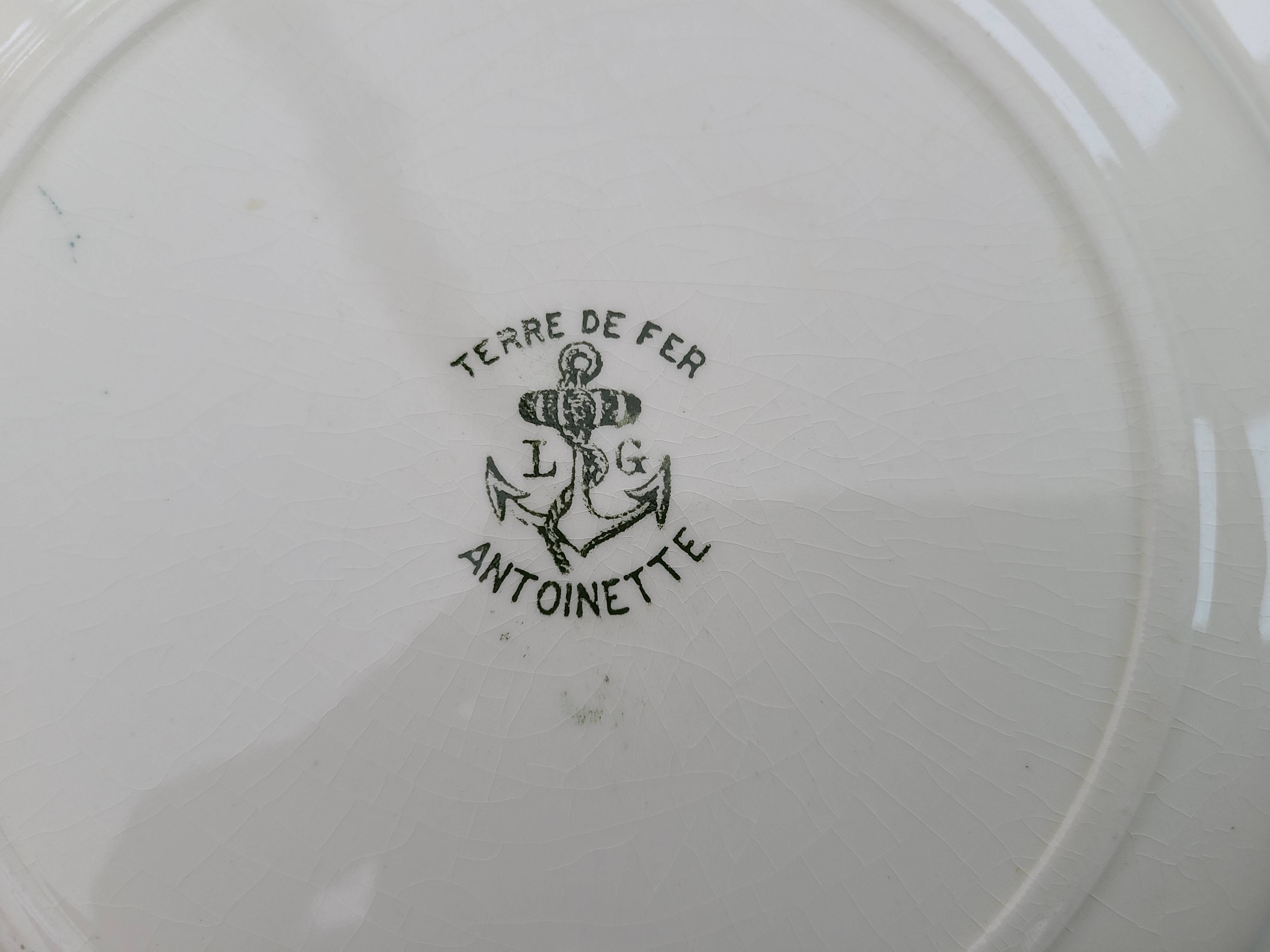 6 dinner plates Léon Graves Clairefontaine Model Antoinette Terre de Fer
