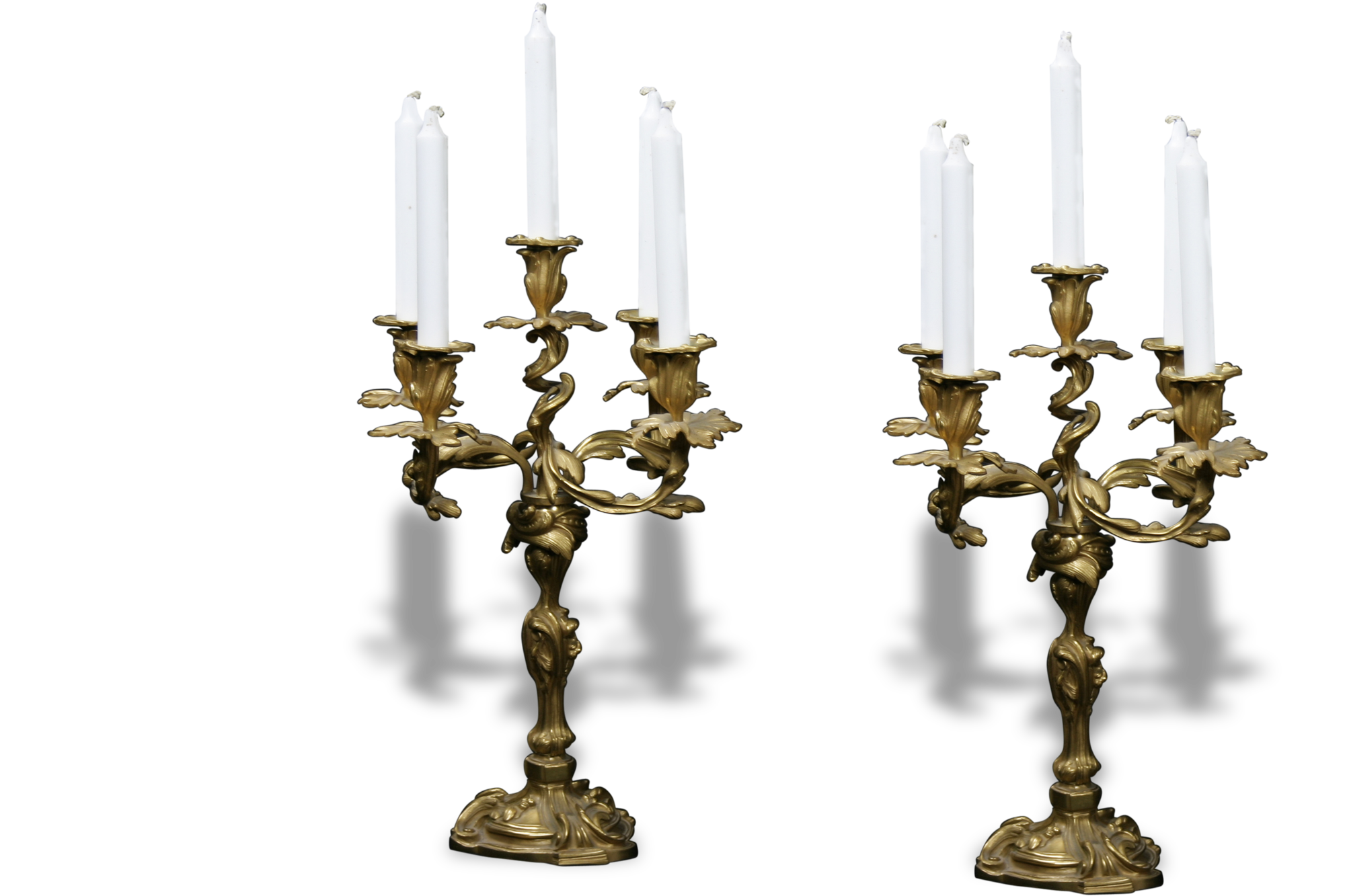 Pair of candelabra of time Napoleon III bronze, Style Louis XV
