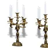 Paire de candélabres d'époque Napoléon III en bronze, Style Louis XV