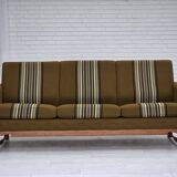 1970s, Danish 3-seater sofa, furniture wool, solid oak wood.