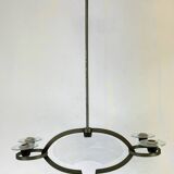 Pietro Chiesa, Art Deco chandelier in solid lacquered brass and glass. Italy 1930s