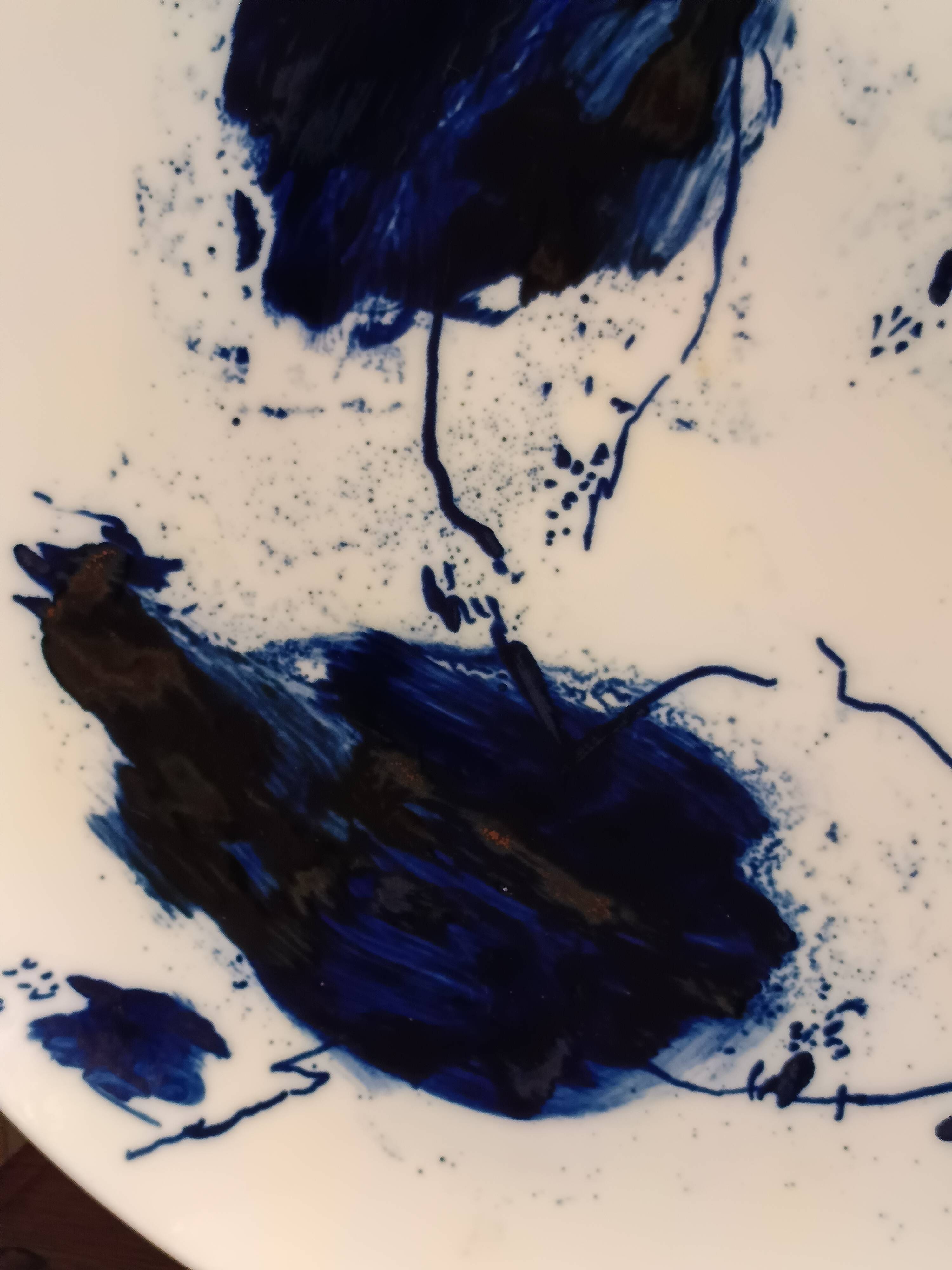 Large designer plate signed by Barbara Schroeder – 41 cm – Contemporary ceramic