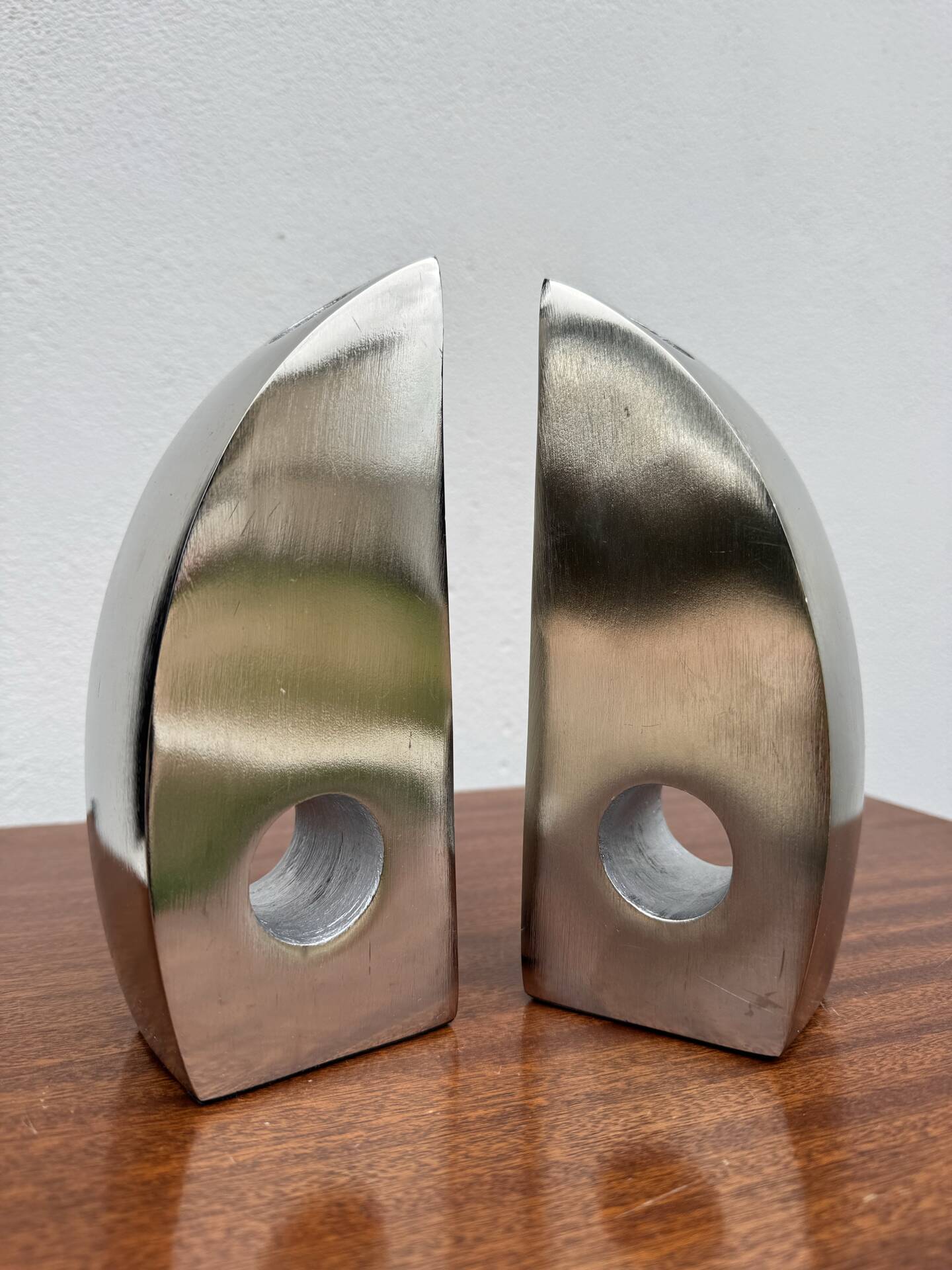 Bookends candle holders chrome aluminium