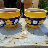 Pair of glazed terracotta planters