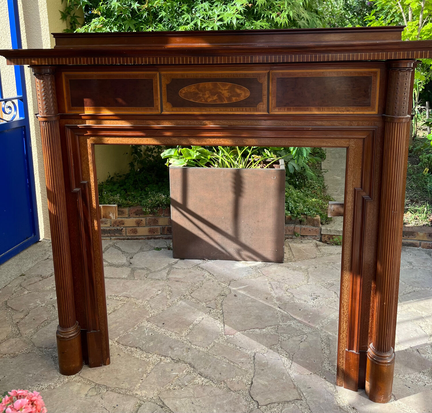 Wooden fireplace mantle