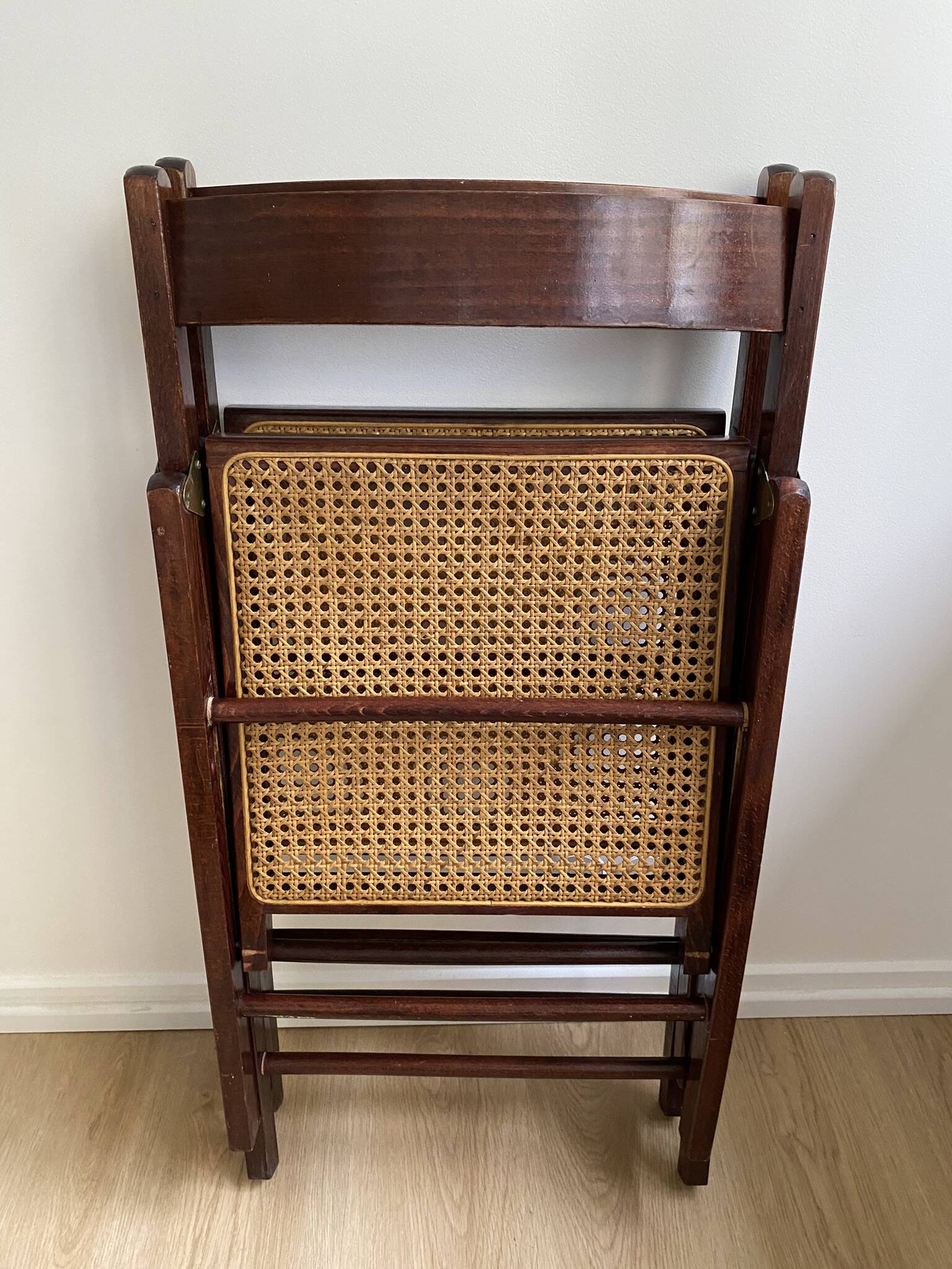 Folding chair occasional chair vintage wooden office chair with cane seat