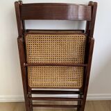 Folding chair occasional chair vintage wooden office chair with cane seat