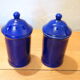 Duo of cobalt blue ceramic pots
