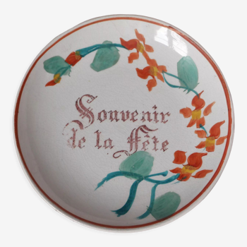 Assiette décorative "Souvenir de la fête"