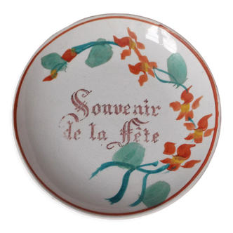 Assiette décorative "Souvenir de la fête"