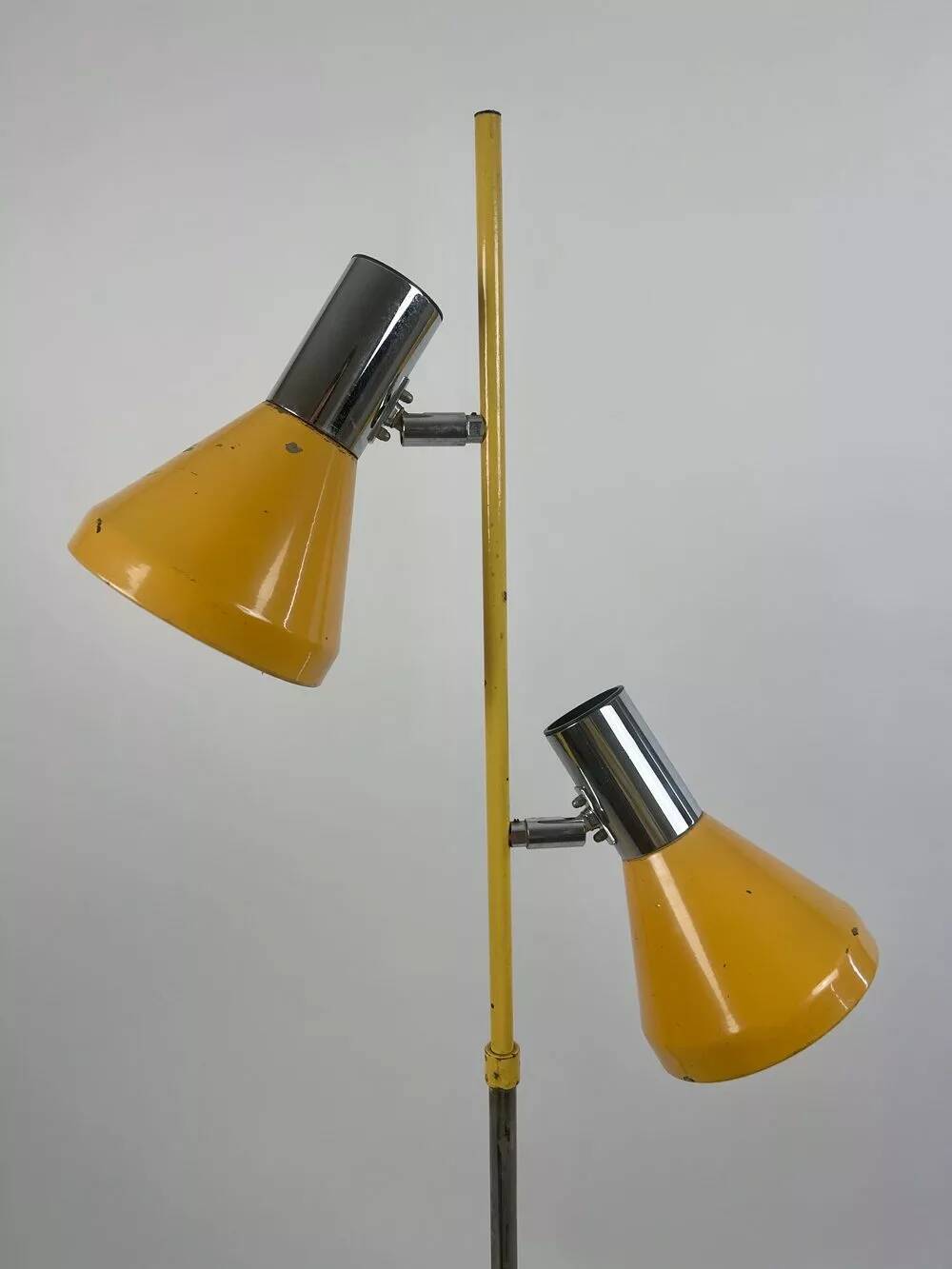 1960s yellow chrome floor lamp