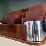 Art deco mail rack mahogany and chrome