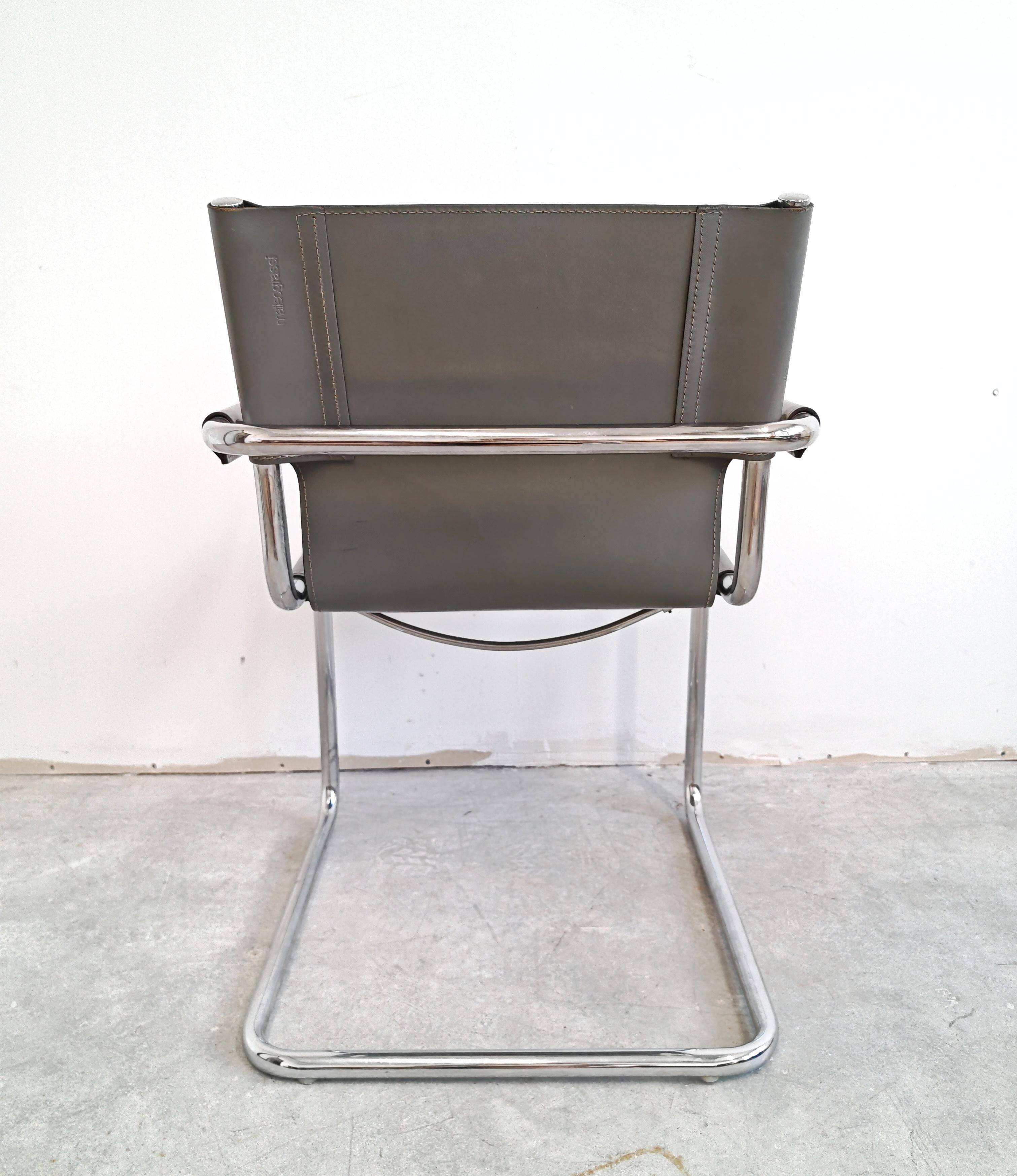Pair of Bauhaus visitor chairs in leather by Mart Stam, Matteo Grassi