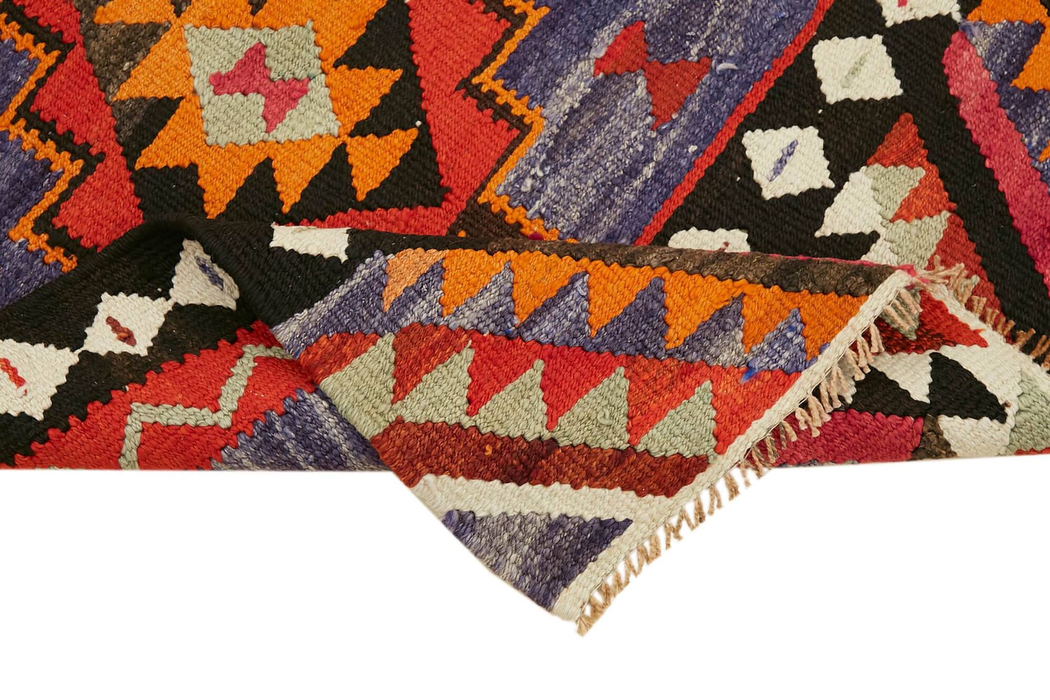 Turkish Handwoven Vintage Herki Kilim 97 cm x 324 cm