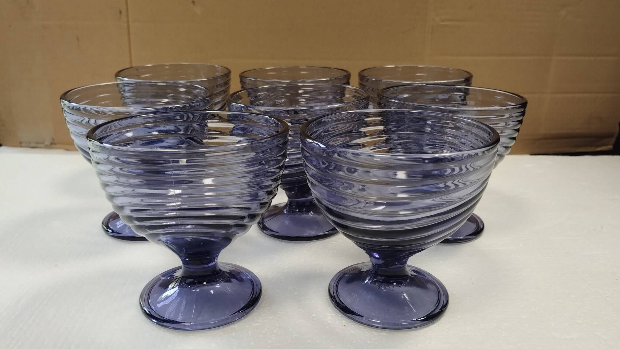 Set of 4 ARC Vintage Swirl Glass Dessert Cups