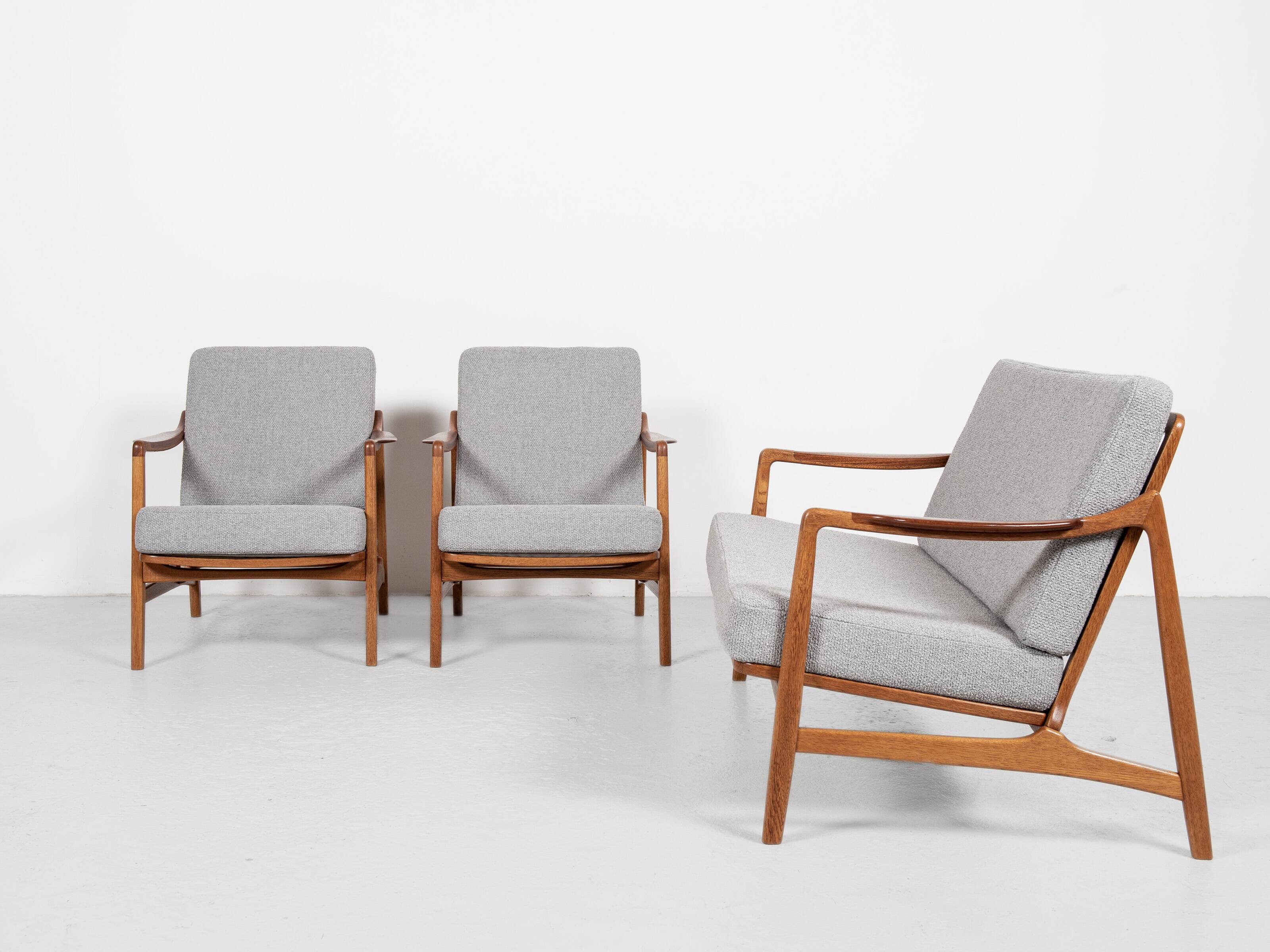 Midcentury Danish sofa set in oak and teak by Tove & Edvard Kindt-Larsen for France & Daverkosen - w
