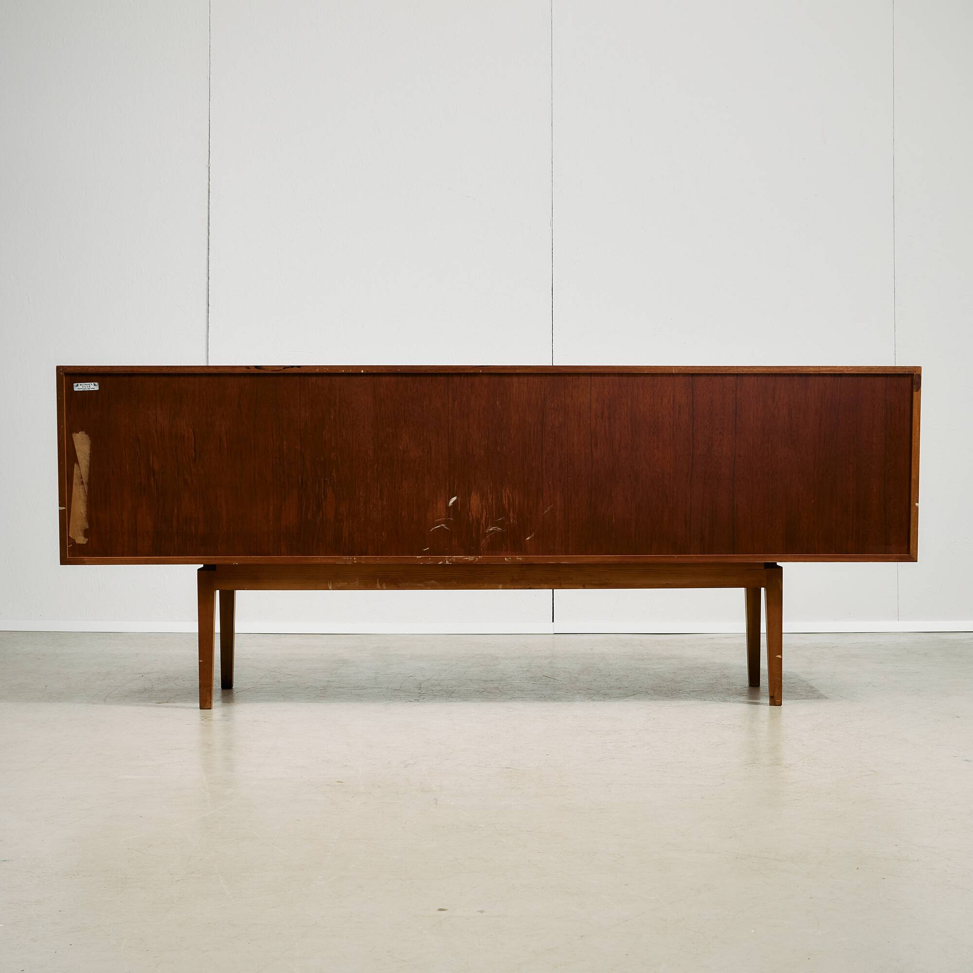 Rosewood and Teak Low Sideboard with Sliding Doors, 1960s