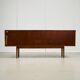 Rosewood and Teak Low Sideboard with Sliding Doors, 1960s