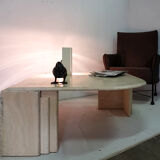 Travertin teardrop shaped coffee table, italy 1970