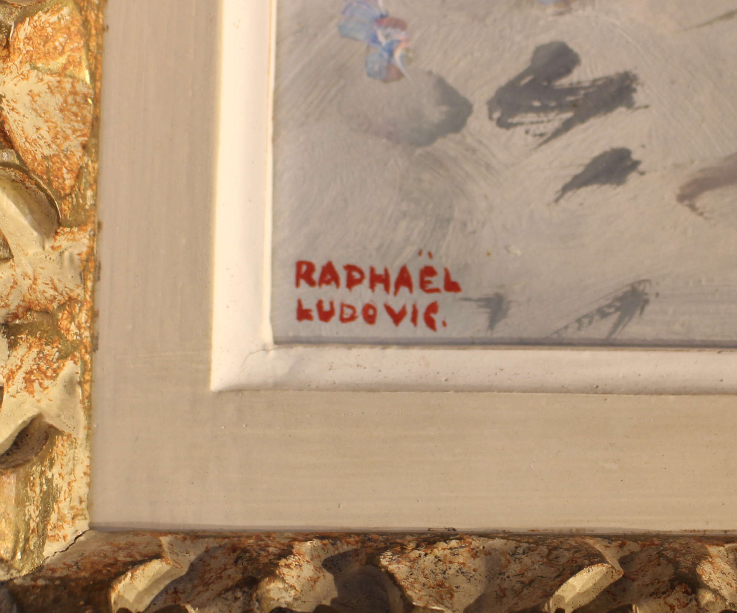 "Still life with bouquet of flowers" oil on isorel by Raphael Ludovic