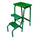 Escabeau vintage en bois et acier peints en vert