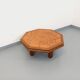 Octagonal coffee table Barrois with vintage herbarium patterns in oak and ceramic.