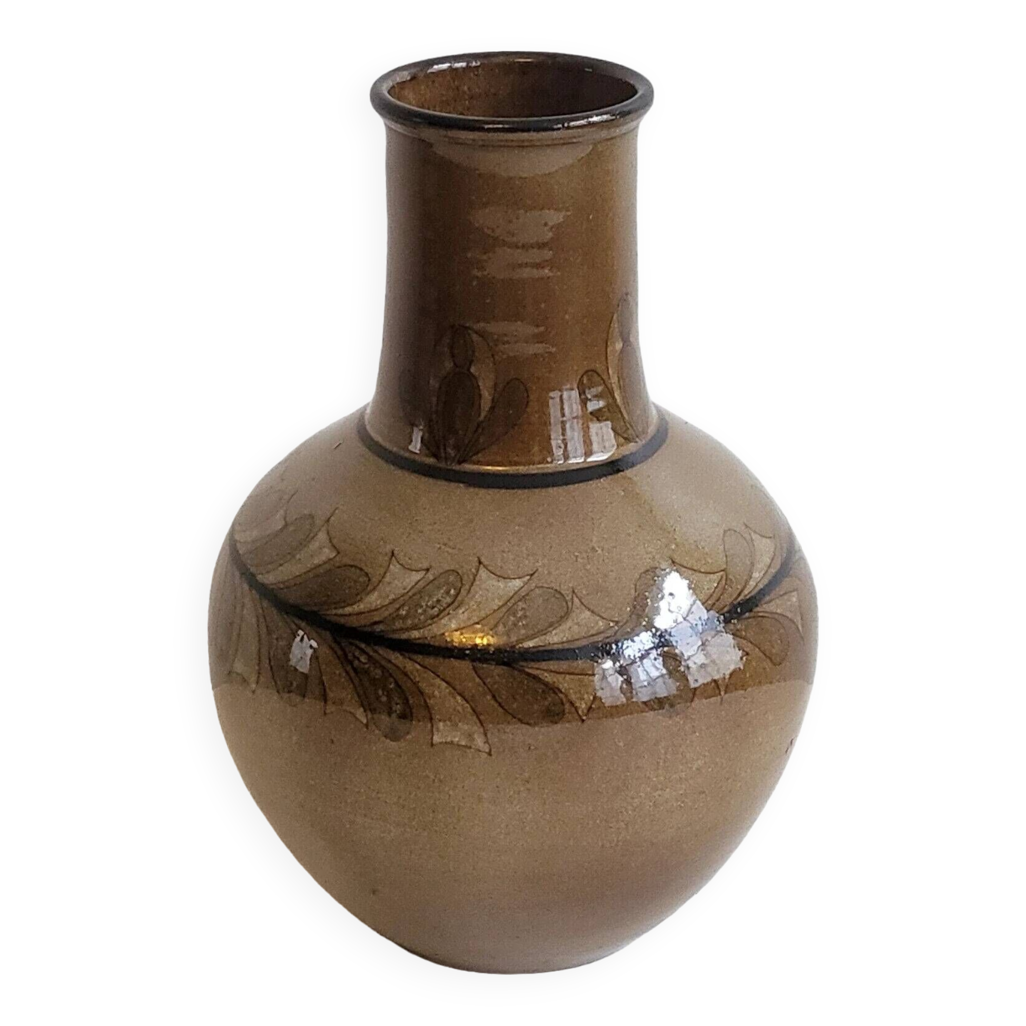 Vintage enameled stoneware vase 1960