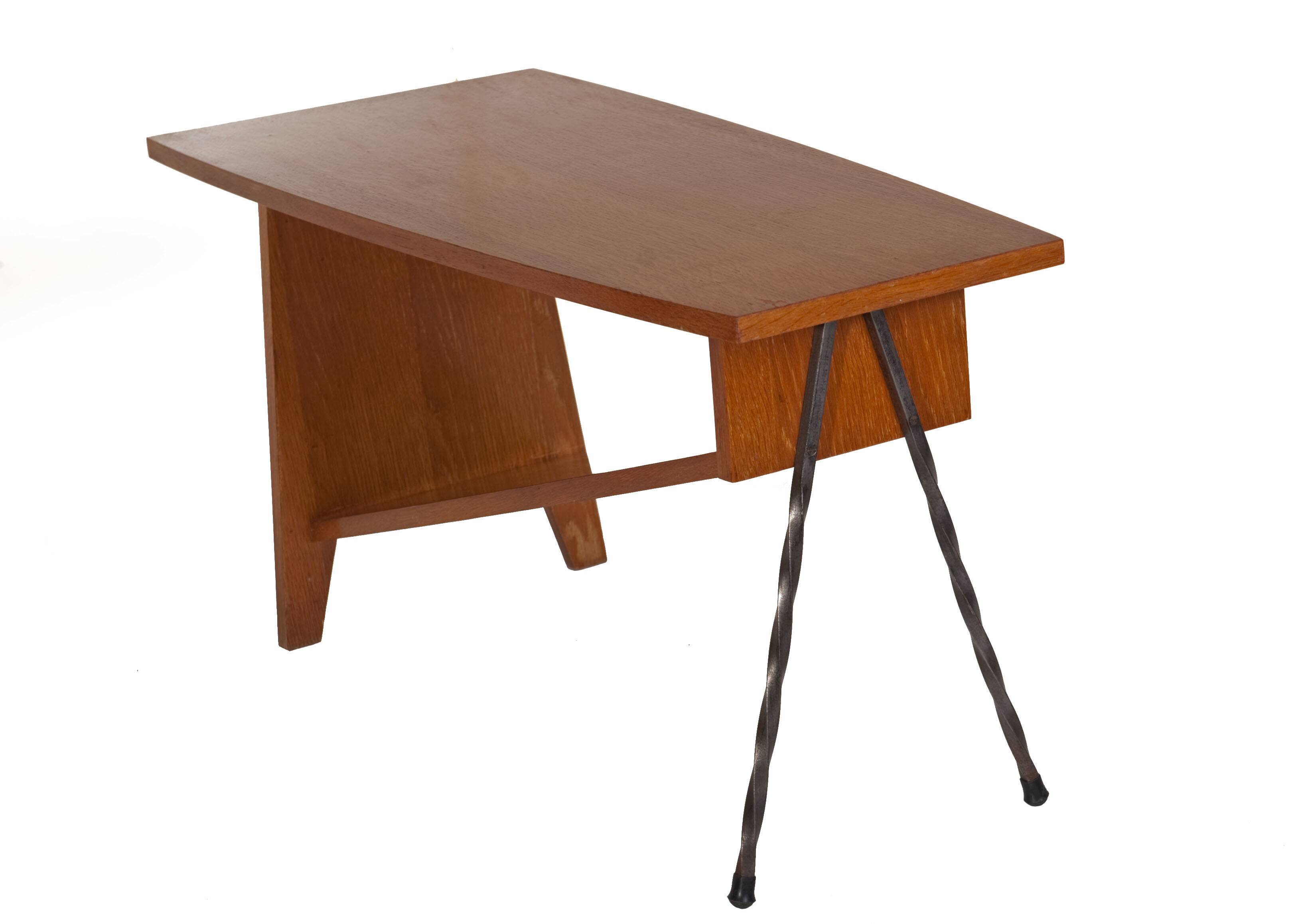 Vintage coffee table wood and metal from around 1960.