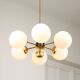 Mid-Century Modern Italian 6-Arm Sputnik Chandelier with Opaline Shades, 19