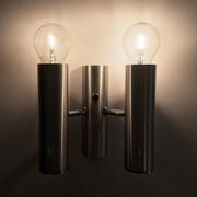 Pair of double wall lights in brushed metal, Sciolari house, Italy 1970's