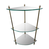 Neoclassical corner or corner seat, 3 levels in white tempered glass