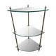 Neoclassical corner or corner seat, 3 levels in white tempered glass