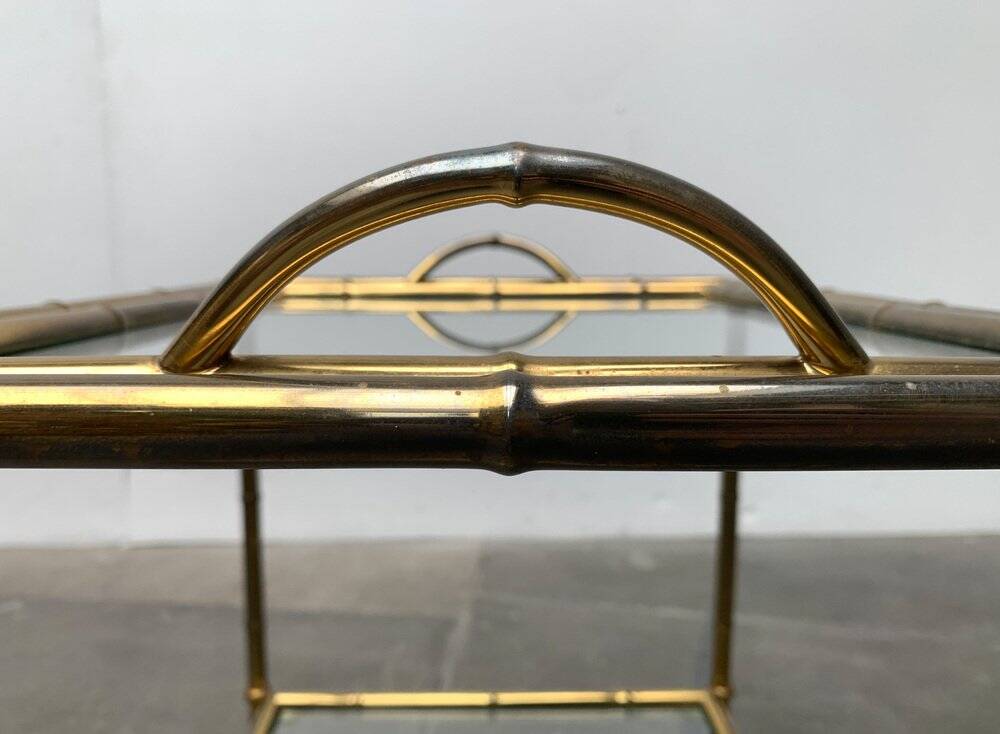 Bamboo imitation brass serving tray in Hollywood Regency style from the mid-century, 1960s.