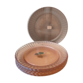 Set of 6 arcoroc pink glass dessert plates model rosaline by luminarc
