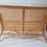 Vintage rattan and caning bench