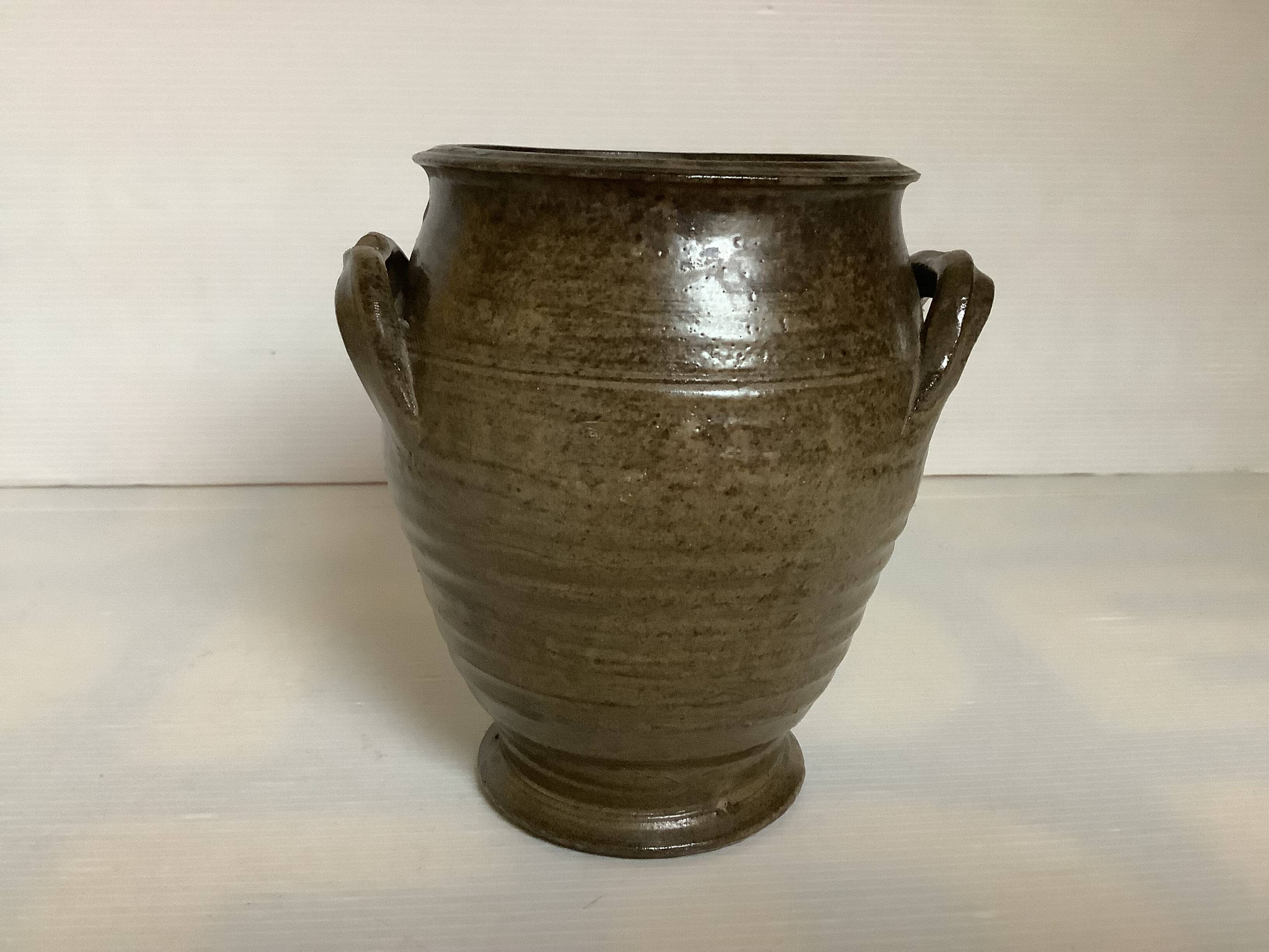 Brown ceramic vase jar
