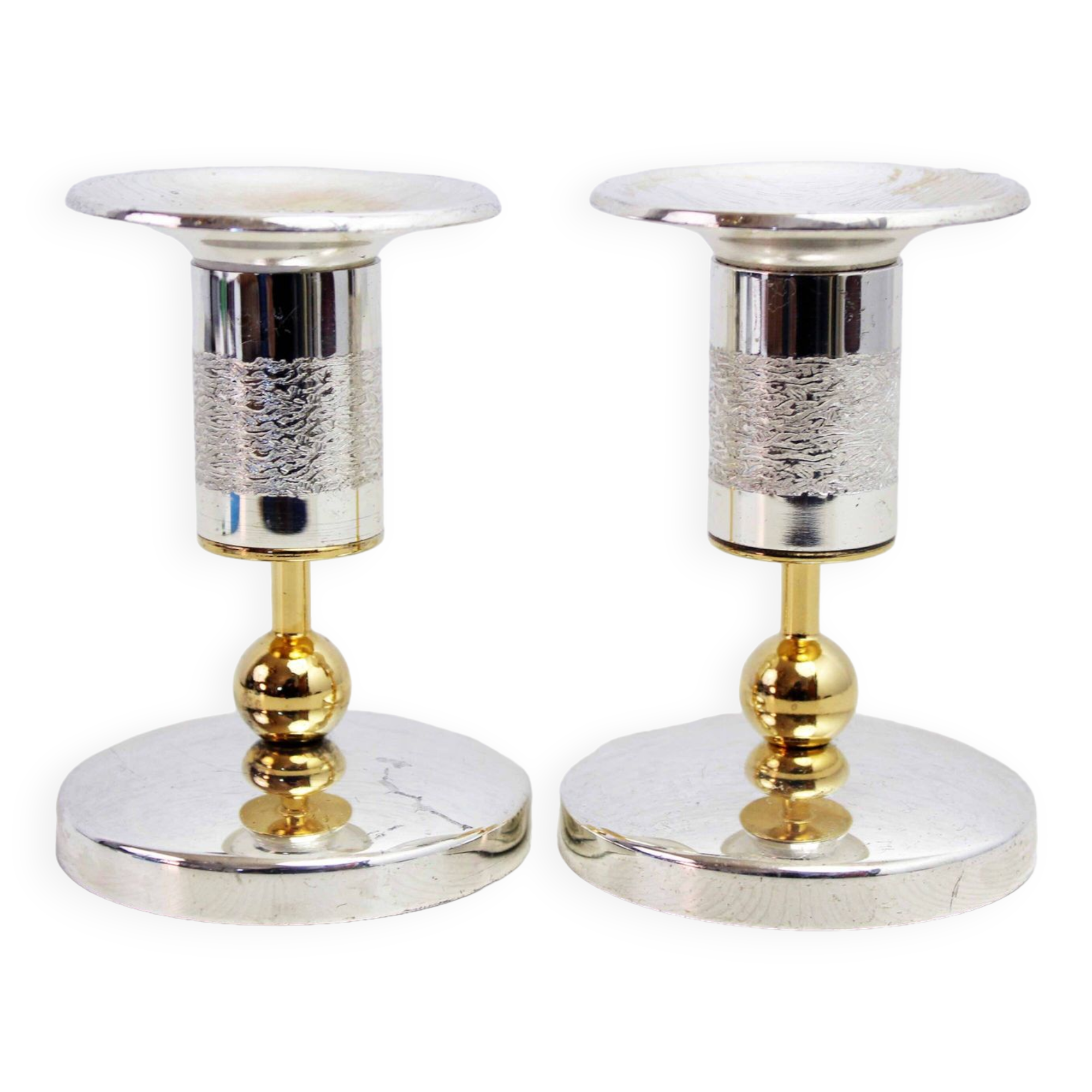 Pair of silver metal candlesticks