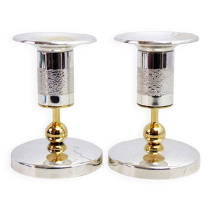 Paire de bougeoirs métal