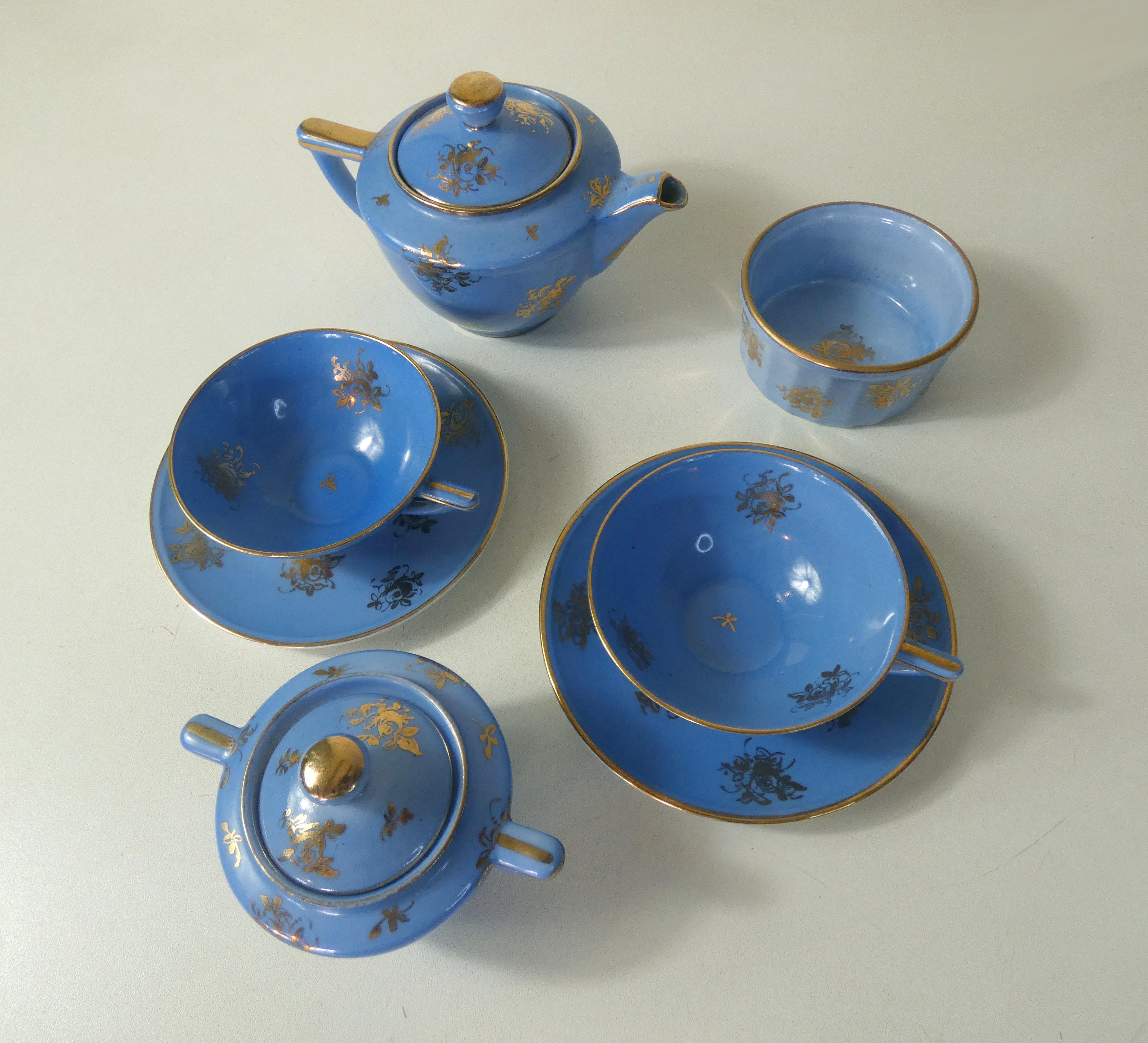 Head to head service porcelain limoges blue and gold