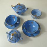 Head to head service porcelain limoges blue and gold