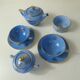 Head to head service porcelain limoges blue and gold