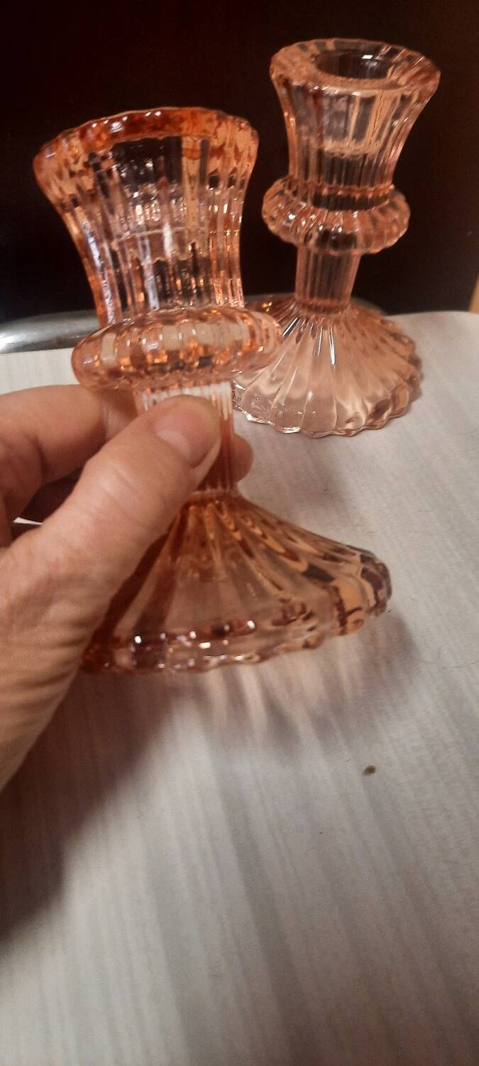 Pair of glass candlesticks