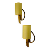 Pair of mid-century rattan wall sconces, Italy, circa 1960s