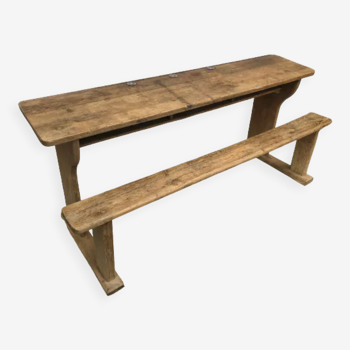 School desk and bench 3 places child wood
