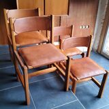 Chairs Maison Regain solid elm structure, leather seat and back