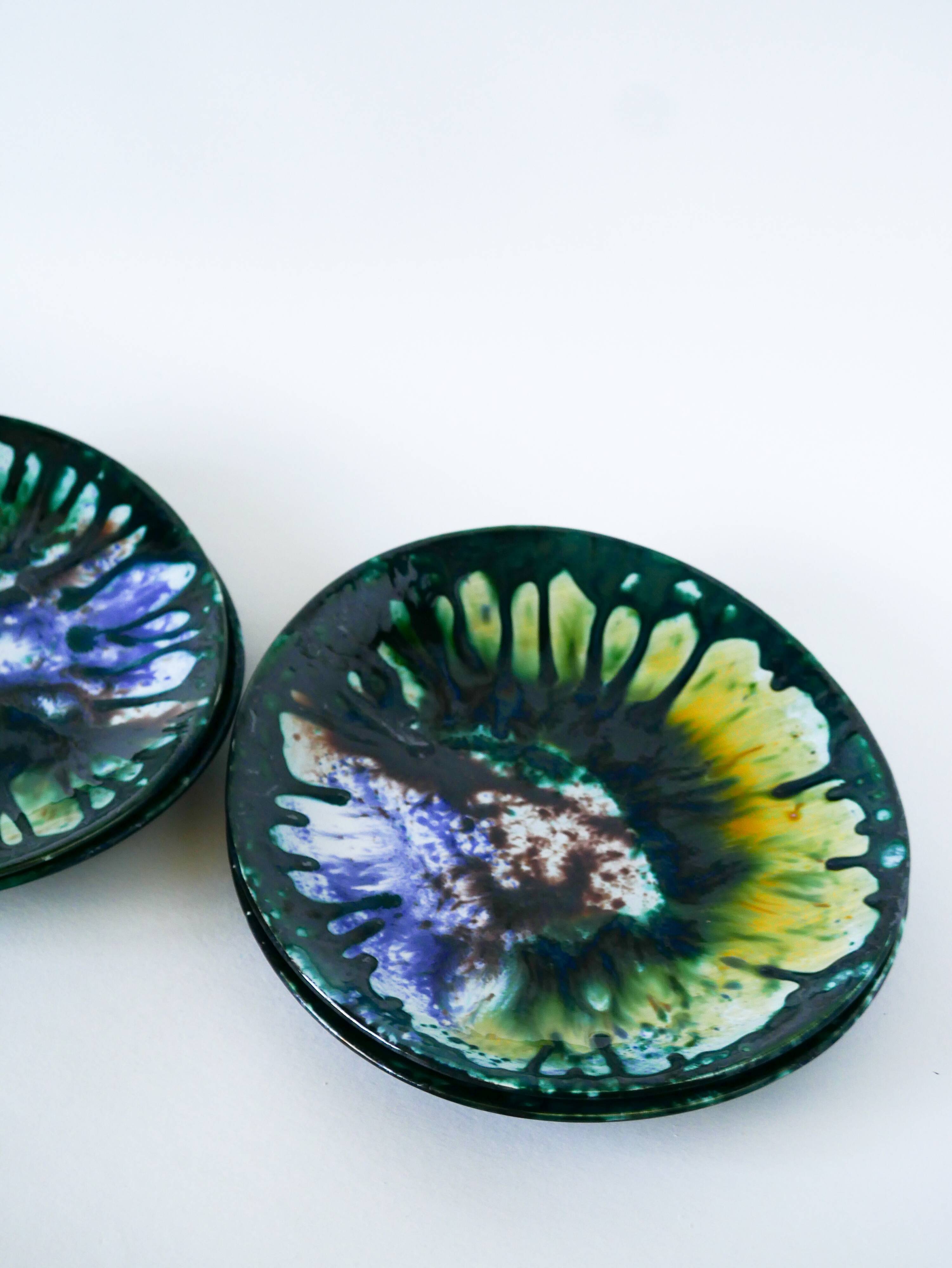 Set of 5 oval flat plates in ceramic from Morvan, 1970.