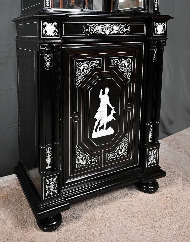 Display Cabinet in Blackened Pear Wood, Napoléon III period – 2nd half of the 19th century