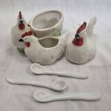 Salerons porcelaine de Limoges coq &poules