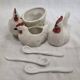 Salerons porcelaine de Limoges coq &poules